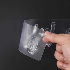 6 Linked Hooks Adhesive Row Hooks Transparent Oilproof Waterproof
