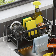 Stainless Steel Faucet Rack with Sponge Holder and Drain Basket