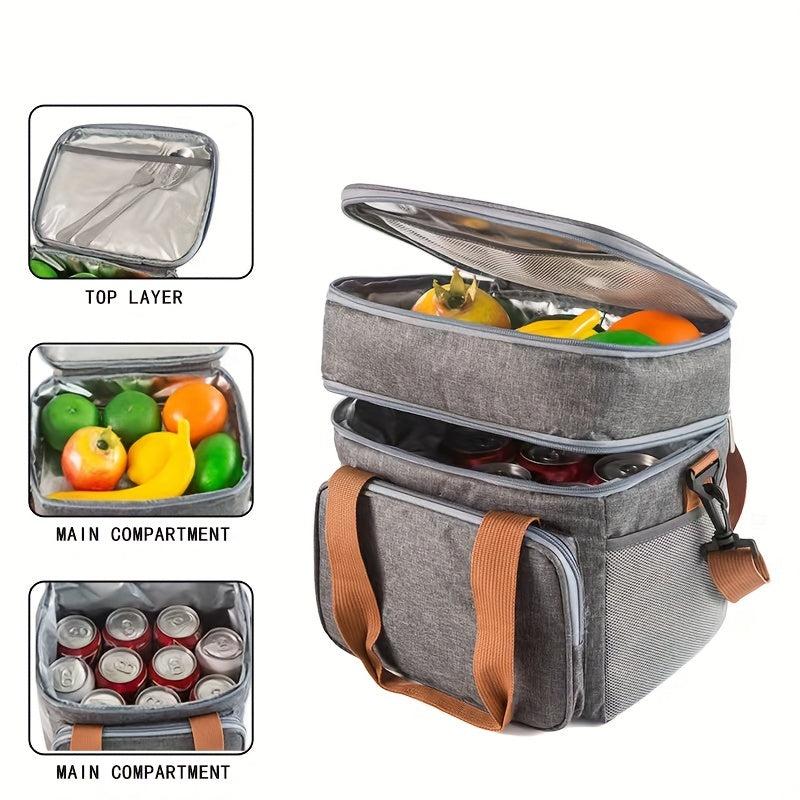 Large Capacity Insulated Lunch Bag Crossbody Waterproof Box