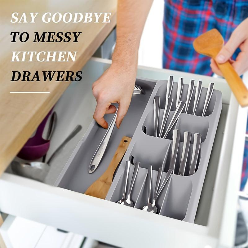 Expandable Silverware Organizer Tray for Drawer - Holds Flatware