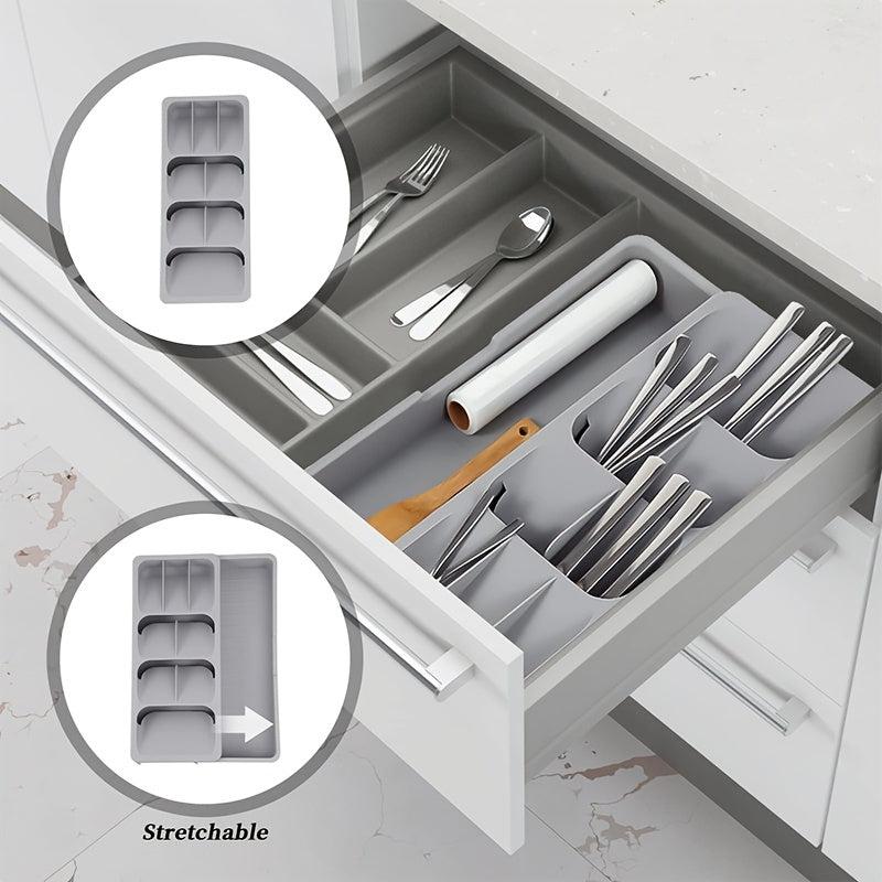 Expandable Silverware Organizer Tray for Drawer - Holds Flatware
