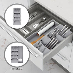Expandable Silverware Organizer Tray for Drawer - Holds Flatware