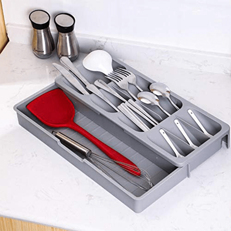 Expandable Silverware Organizer Tray for Drawer - Holds Flatware