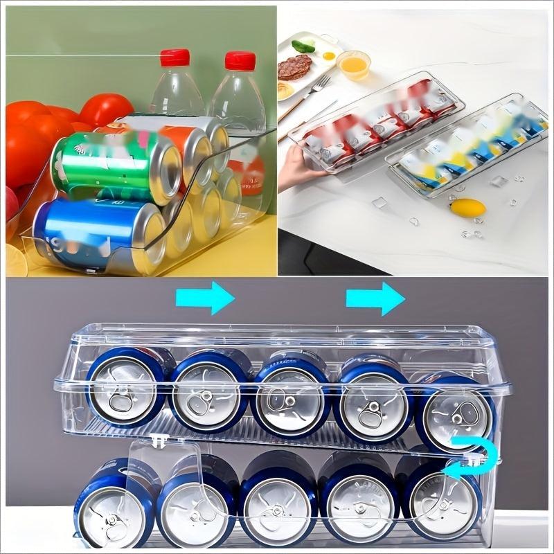 Double Layer Soda Can Dispenser Beverage Rack with Transparent Plastic Design