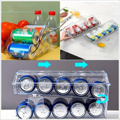 Double Layer Soda Can Dispenser Beverage Rack with Transparent Plastic Design