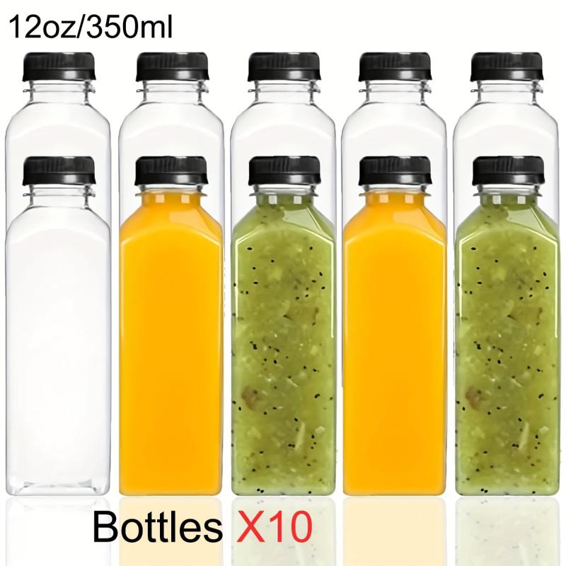 10 Leak Proof Plastic Juice Bottles with Tamper Evident Lids