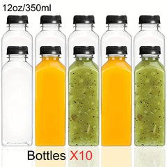 10 Leak Proof Plastic Juice Bottles with Tamper Evident Lids