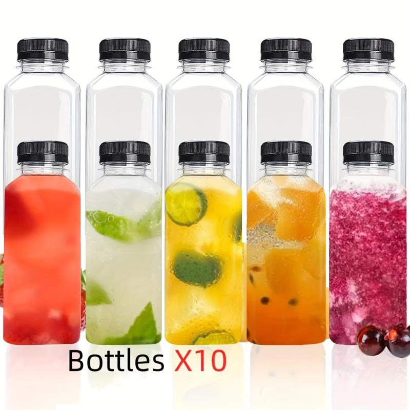 10 Leak Proof Plastic Juice Bottles with Tamper Evident Lids