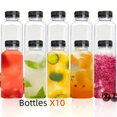 10 Leak Proof Plastic Juice Bottles with Tamper Evident Lids