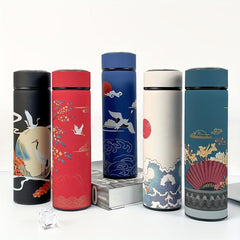 1pc Chinese Style Insulated Cup 16.9oz Stainless Steel Thermal Bottle