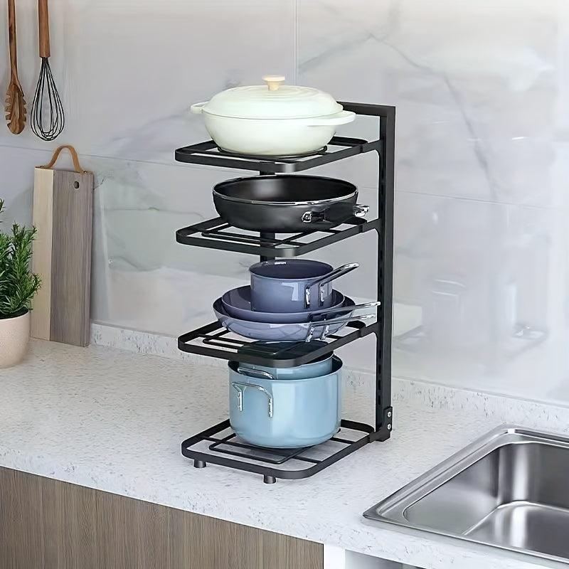Adjustable Pot Lid Holders and Pan Rack for Kitchen Organization