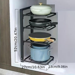 Adjustable Pot Lid Holders and Pan Rack for Kitchen Organization