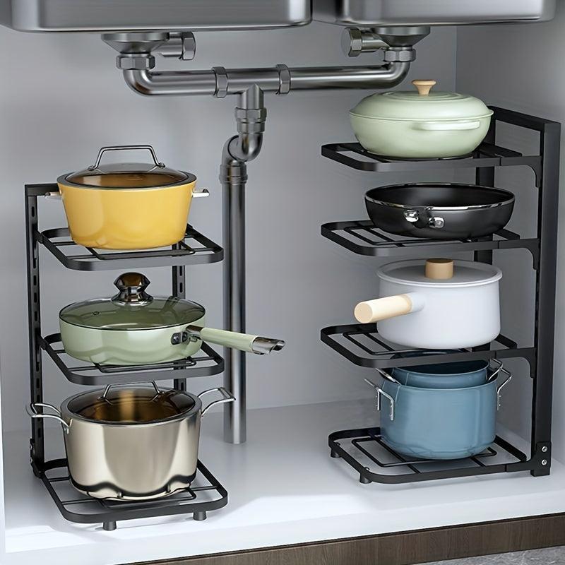 Adjustable Pot Lid Holders and Pan Rack for Kitchen Organization