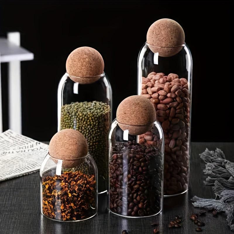 Glass Coffee Bean Storage Jar with Cork Plug