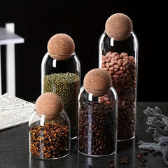 Glass Coffee Bean Storage Jar with Cork Plug