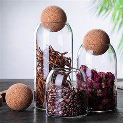 Glass Coffee Bean Storage Jar with Cork Plug