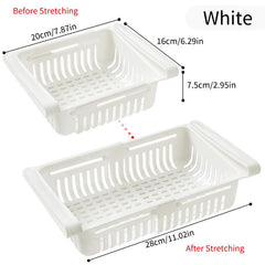 Retractable Fridge Organizer with Divider Shelf and Egg Basket
