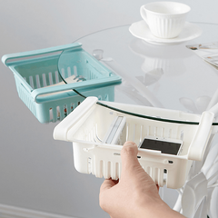Retractable Fridge Organizer with Divider Shelf and Egg Basket