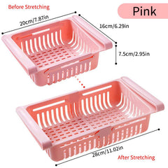 Retractable Fridge Organizer with Divider Shelf and Egg Basket