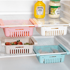 Retractable Fridge Organizer with Divider Shelf and Egg Basket