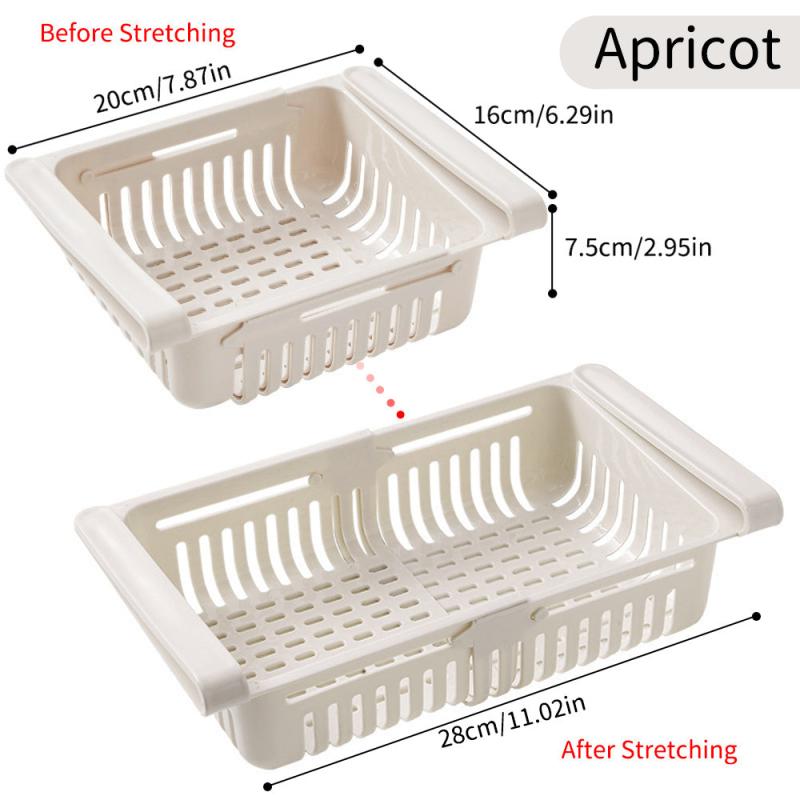 Retractable Fridge Organizer with Divider Shelf and Egg Basket