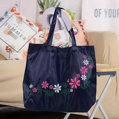 Floral Eco Reusable Grocery Bag Snap Button Foldable Shopper