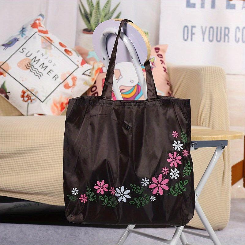 Floral Eco Reusable Grocery Bag Snap Button Foldable Shopper