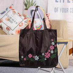 Floral Eco Reusable Grocery Bag Snap Button Foldable Shopper