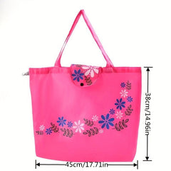 Floral Eco Reusable Grocery Bag Snap Button Foldable Shopper
