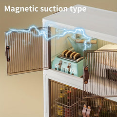 Foldable Storage Cabinet with Door and Wheels for Household Items