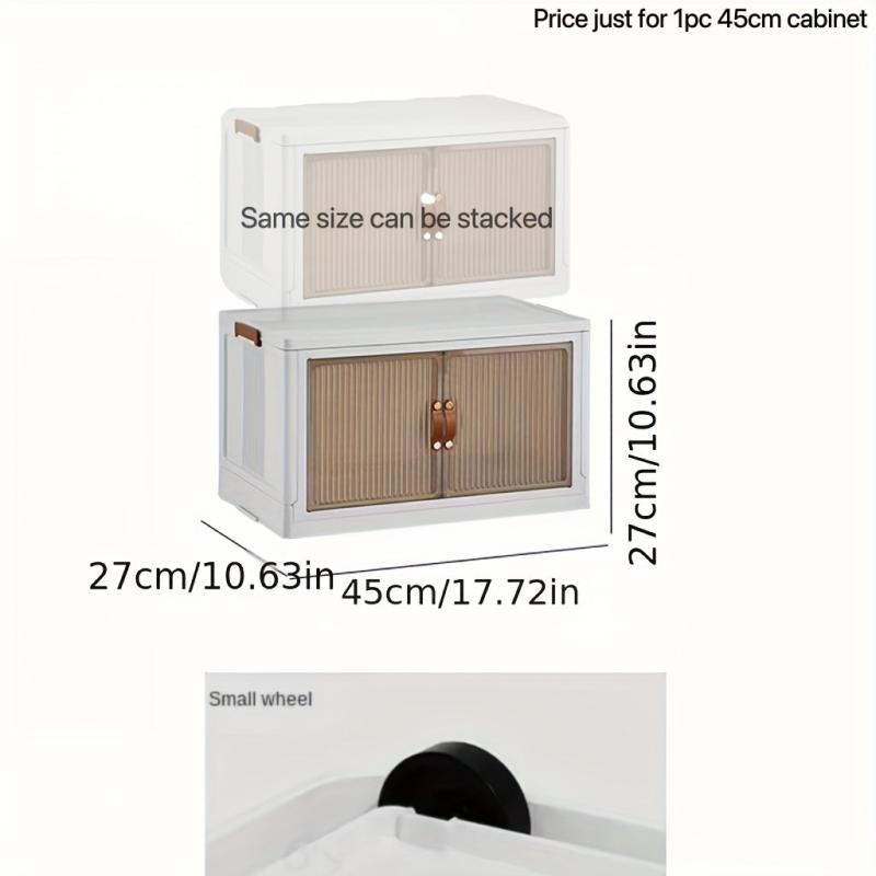 Foldable Storage Cabinet with Door and Wheels for Household Items
