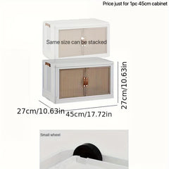Foldable Storage Cabinet with Door and Wheels for Household Items