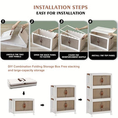 Foldable Storage Cabinet with Door and Wheels for Household Items