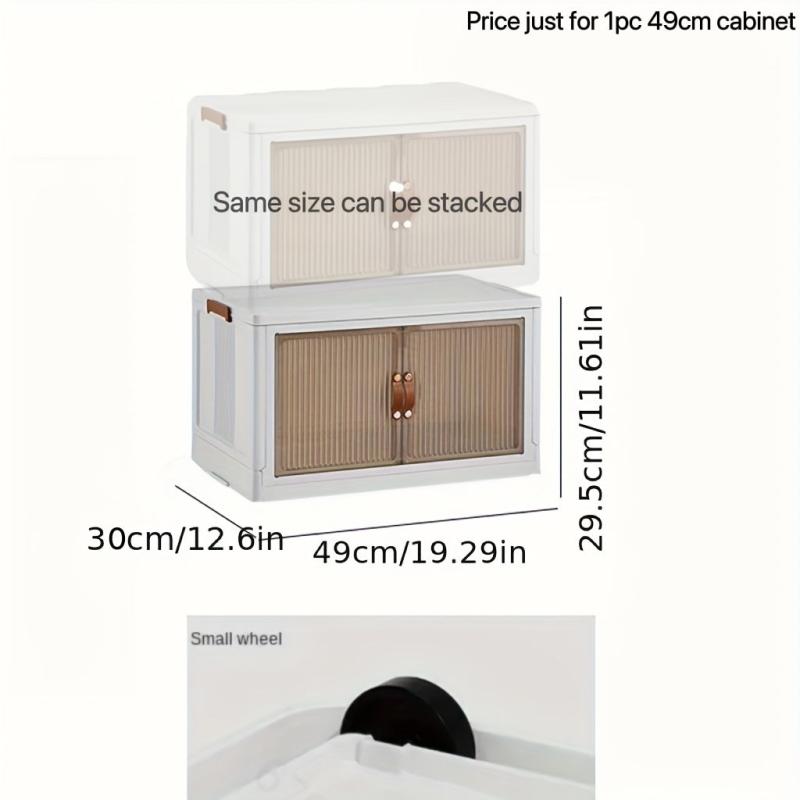 Foldable Storage Cabinet with Door and Wheels for Household Items