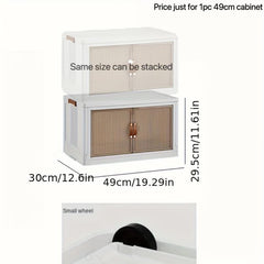 Foldable Storage Cabinet with Door and Wheels for Household Items
