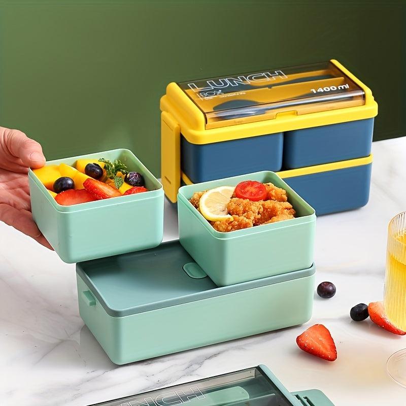 1pc Lunch Box 2 3 Grids Square Divided Bento Box Leakproof Container