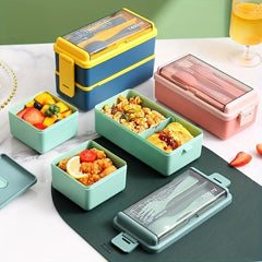 1pc Lunch Box 2 3 Grids Square Divided Bento Box Leakproof Container