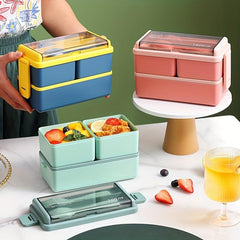 1pc Lunch Box 2 3 Grids Square Divided Bento Box Leakproof Container