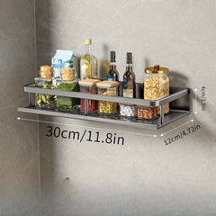 Gray Spice Rack Organizer Wall Mount - 15 Hanging Seasoning Organizer Shelf