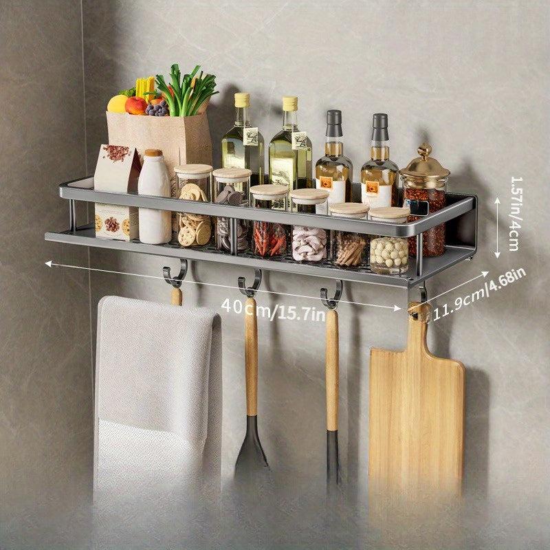 Gray Spice Rack Organizer Wall Mount - 15 Hanging Seasoning Organizer Shelf