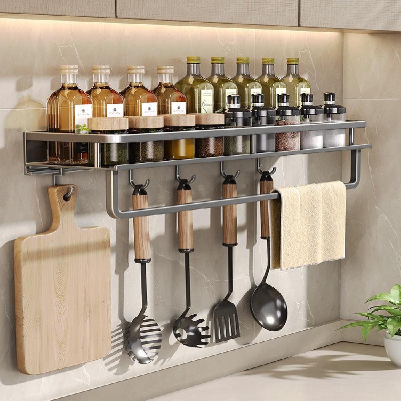 Gray Spice Rack Organizer Wall Mount - 15 Hanging Seasoning Organizer Shelf