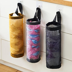 Hanging Garbage Bag Storage Holder Mesh Organizer Foldable Breathable Washable