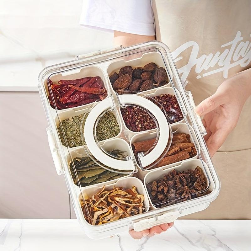 1pc Seasoning Box Spice Jar With 4 8 Grids Compartment Salt Pepper