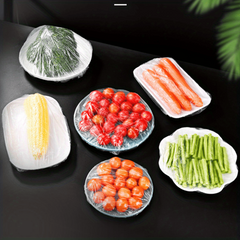 Disposable PE Plastic Wrap Cover with Elastic - Shower Cap for Dishes
