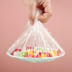 Disposable PE Plastic Wrap Cover with Elastic - Shower Cap for Dishes