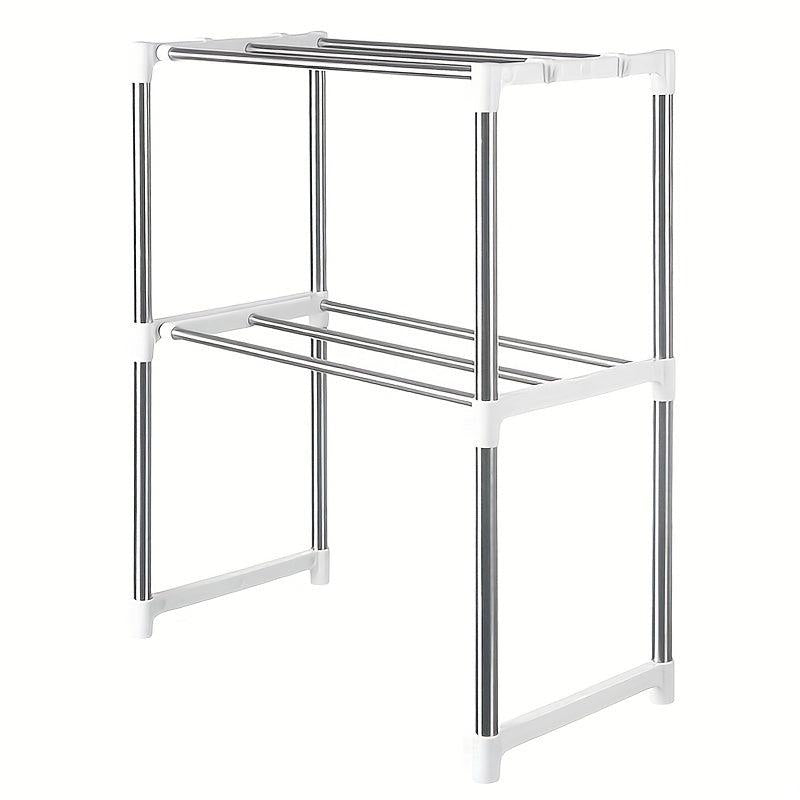 Adjustable Stainless Steel Microwave Oven Shelf for Kitchen and Bathroom Storage
