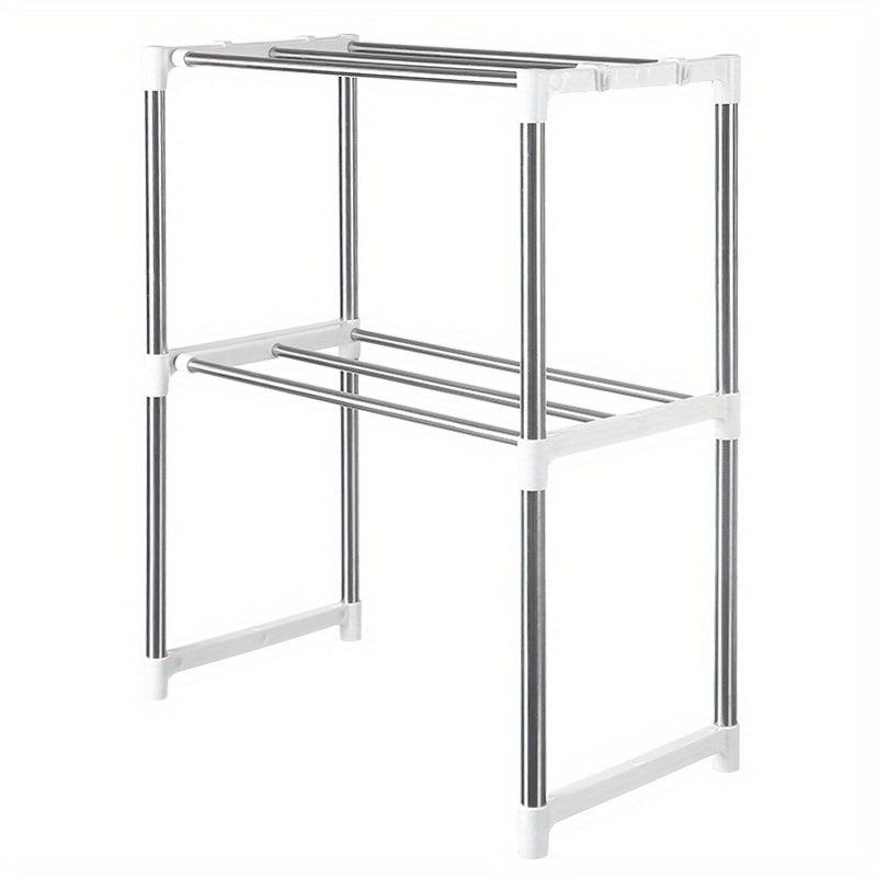 Adjustable Stainless Steel Microwave Oven Shelf for Kitchen and Bathroom Storage