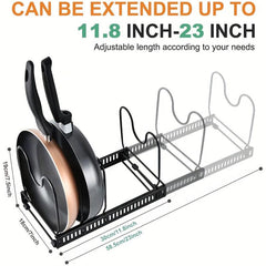 Expandable Pot and Pan Organizer for Cabinet 10 Adjustable Compartments