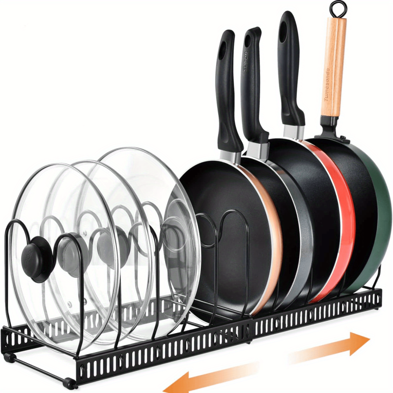 Expandable Pot and Pan Organizer for Cabinet 10 Adjustable Compartments