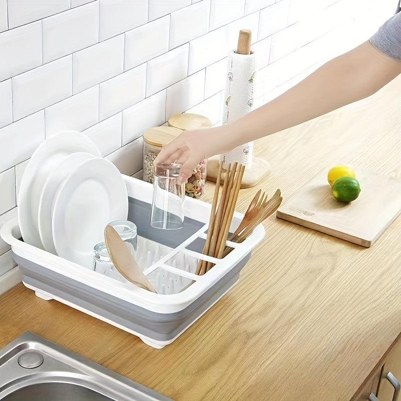 Collapsible Dish Drying Rack Foldable Dish Drainer Portable Kitchen Organizer